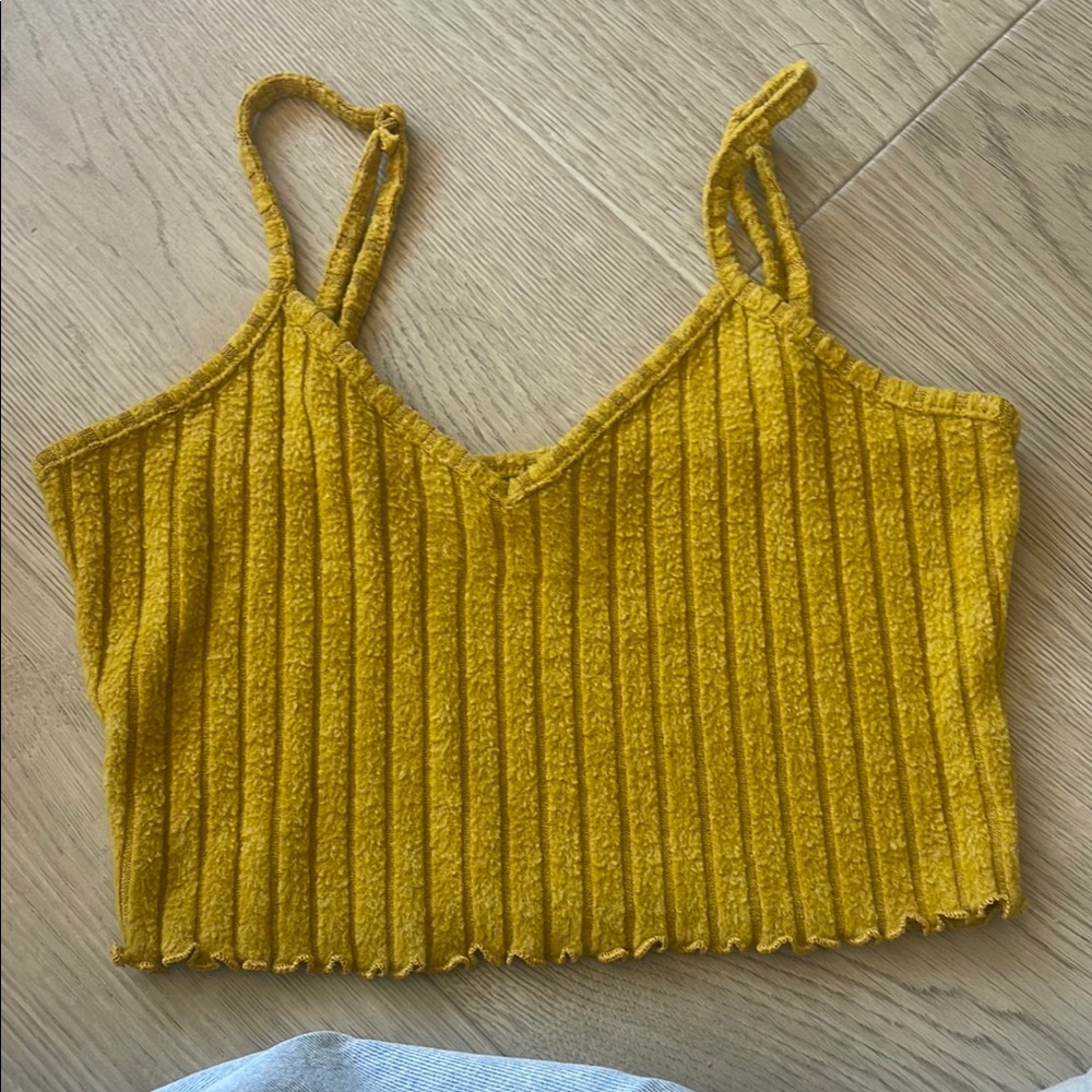 SHEIN Gold Ribbed Camisole Crop Top